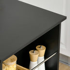Table de bar table haute de cuisine mange-debout comptoir - dim. 112L x 57l x 106H cm - 3 étagères - noir-6