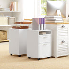 Lot de 2 caissons de bureau rangement de bureau sur roulettes tiroir placard niche panneaux particules blanc-9