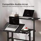 Bureau assis debout bureau réglable en hauteur 70 x 60 cm à roulettes avec plateau inclinable cadre en métal noir-6