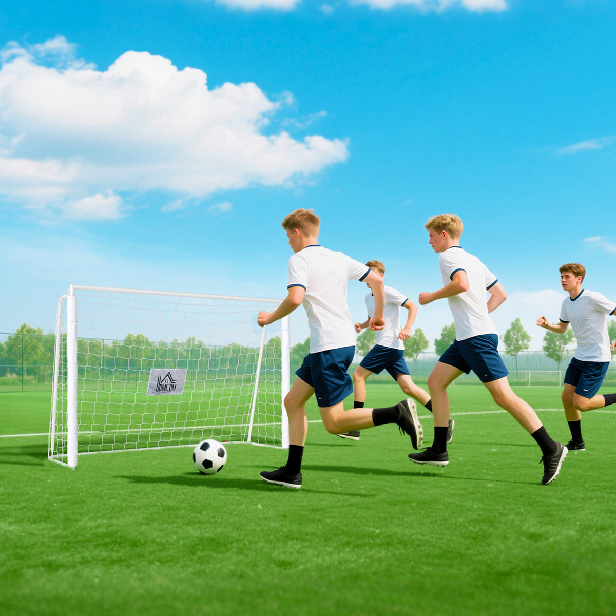 But de football - cage de foot - but d'entrainement dim. 186L x 62l x 123H cm - châssis métal filet PE - piquets & outil inclus - blanc-7