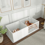 Boîte de mise bas pour chiens et chiots, parc de mise bas pour chiens porte à hauteur réglable 166 x 80 x 50 cm, blanc-9