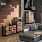 Meuble de Rangement commode 8 tiroirs en tissu amovibles, étagère supérieure et cadre acier 79L x 29l x 101H cm-7