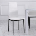 Lot de 4 chaises de salle à manger chaises de cuisine avec dossier haut pieds en métal et tissu en lin 41x50x97cm blanc-7