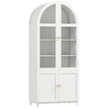 Armoire de cuisine, vaisselier vitrine avec 4 portes dont 2 en acrylique et étagères réglables, 78 x 40 x 180 cm, blanc-0
