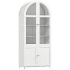 Armoire de cuisine, vaisselier vitrine avec 4 portes dont 2 en acrylique et étagères réglables, 78 x 40 x 180 cm, blanc-0