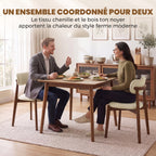 Lot de 2 Chaises Salle à Manger, Chaises de Cuisine en Chenille avec Dossier Incurvé, Assise Rembourrée, Beige-3