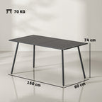 Table à manger de jardin pour 6 personnes avec plateau à lattes pour jardin, patio, terrasse, 150 x 80 x 74 cm, gris-2