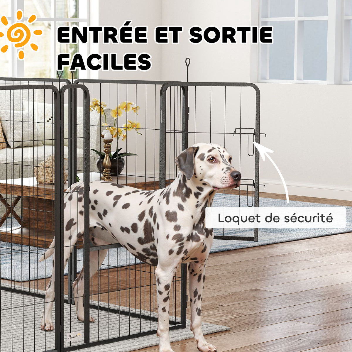 Parc pour chien, enclos chien 12 panneaux modulable et pliable, portable en acier avec porte 68 x 100 noir-4