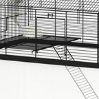 Cage hamster cage rongeur 2 étages avec roulettes plate-forme et échelle en fil d'acier 57 x 43 x 57 cm noir-9