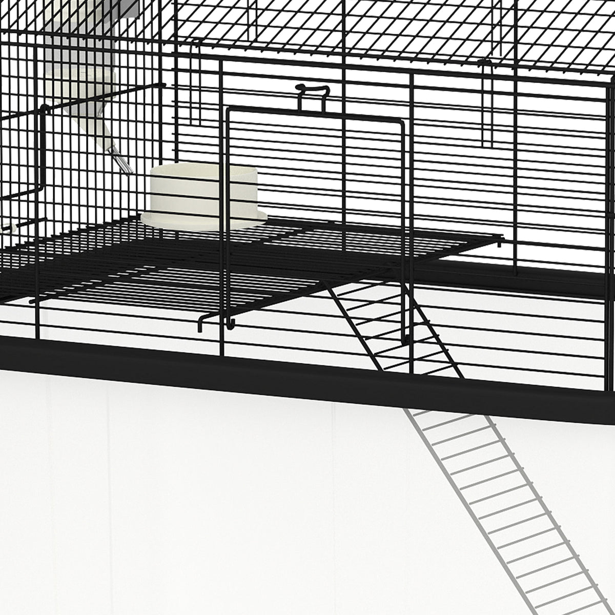 Cage hamster cage rongeur 2 étages avec roulettes plate-forme et échelle en fil d'acier 57 x 43 x 57 cm noir-9