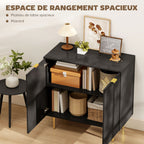 Buffet cuisine meuble de rangement avec 2 portes étagère réglable pieds métalliques surélevés 80 x 40 x 80 cm noir-3
