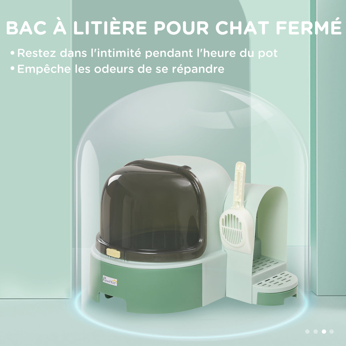 Maison de toilette, bac à litière fermé pour chat Compartiment Inférieur Amovible pour un Nettoyage Facile Pelle inclus-5
