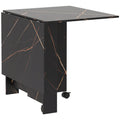 Table pliante cuisine table à manger pliable avec 2 abattants 2 roues avec freins 120 x 80 x 73 cm noir marbré imitation-0