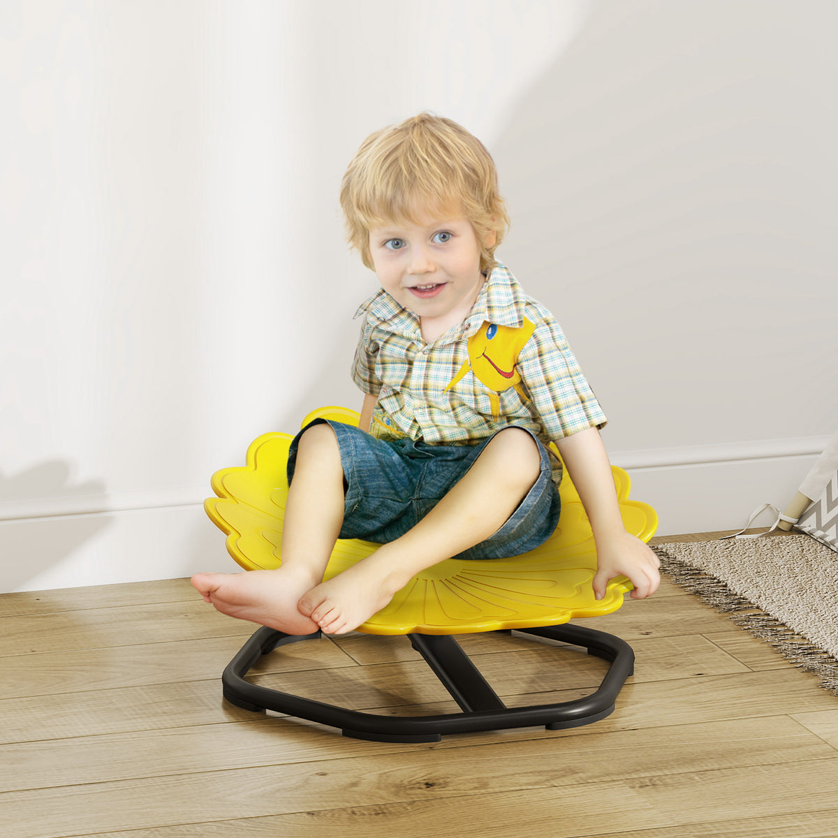 Chaise pivotante sensorielle pour enfant, siège pivotant pour l'entraînement de l'équilibre et de la coordination, jaune-1