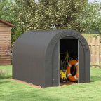 Abri de jardin tente de rangement extérieur abri de vélo garage pour vélo bâche en PE métal 2,4 x 1,8 x 1,9 m gris foncé-9