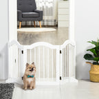 Barrière de sécurité chien barrière modulable pliable pour animaux de compagnie avec pied de support MDF bois massif 154,5 x 61 cm blanc-1
