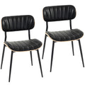 Lot de 2 Chaises de Salle à Manger, Chaises Cuisine sans Accoudoirs, Dossier Incurvé et Assise Rembourrée en PU, Noir-0