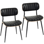 Lot de 2 Chaises de Salle à Manger, Chaises Cuisine sans Accoudoirs, Dossier Incurvé et Assise Rembourrée en PU, Noir-0