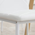 Lot de 2 chaises de salle à manger avec dossier haut, revêtement synthétique et pieds en acier, blanc-8