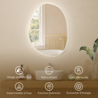 Miroir de Salle de Bain Asymétrique LED 70 x 50 cm - 3 couleurs, anti-buée, montage mural avec interrupteur tactile-7