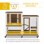 Clapier lapin intérieur cage lapin en bois design de luxe 3 niveaux avec 3 plateaux amovibles 110 x 50 x 86 cm marron-3