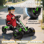 Kart à pédales pour enfants, karting enfant 3 à 6 ans avec roue libre, frein, roues EVA antidérapantes, vert-5