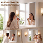 Armoire Murale Miroir Salle de Bain 2 étagères dim. 48L x 14l x 45H cm Panneaux Particules MDF Blanc-5