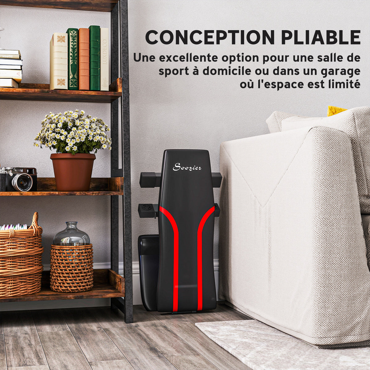 Banc de musculation pliable inclinable, banc réglable pour l'entraînement complet 82 x 35 x 42,5-107 cm acier noir-4