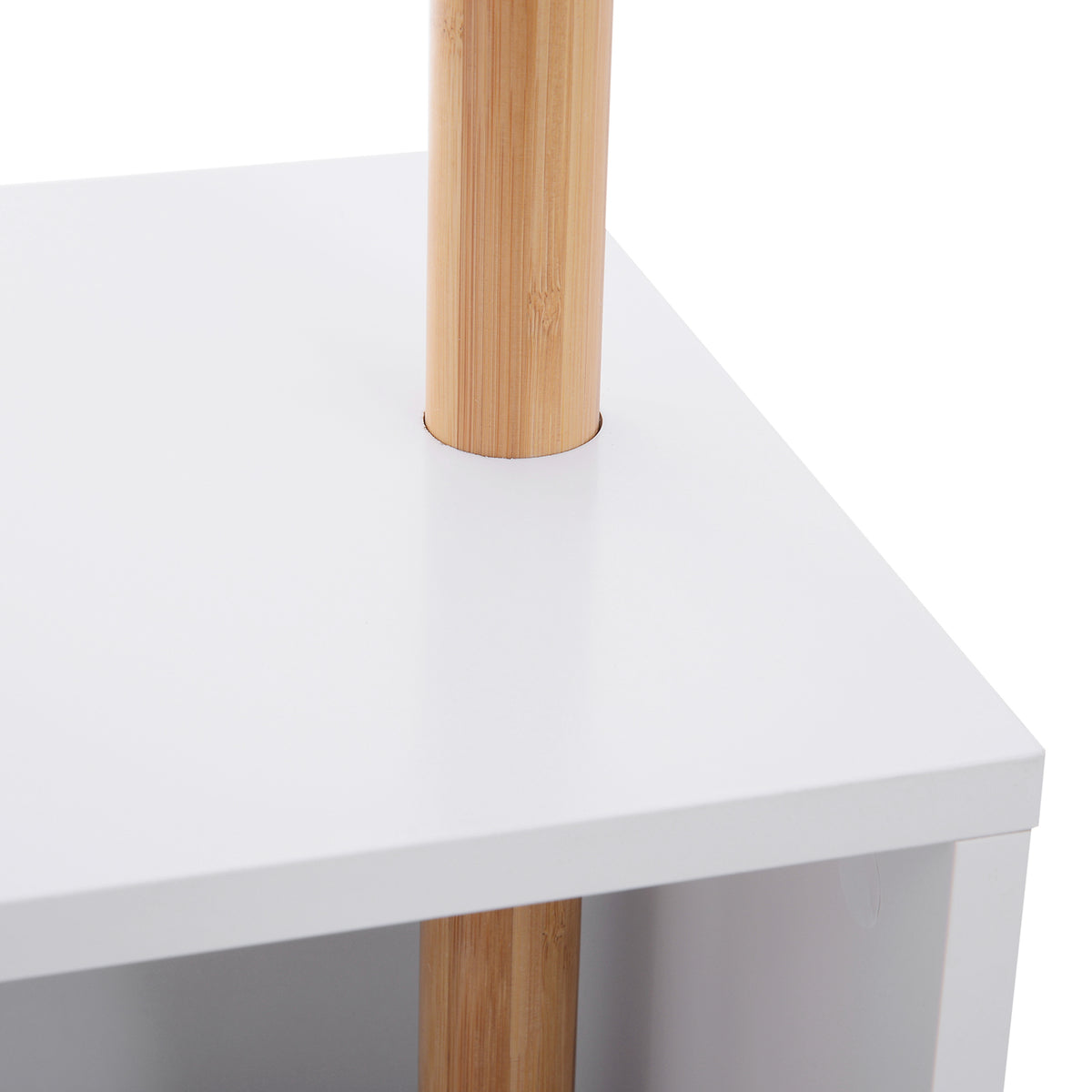 Meuble rangement porte-manteaux 2 en 1 cosy 40L x 30l x 180H cm MDF blanc bois massif bambou-7