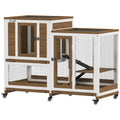 Clapier lapin intérieur cage lapin en bois design de luxe 3 niveaux avec 3 plateaux amovibles 110 x 50 x 86 cm marron-0