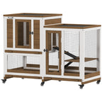 Clapier lapin intérieur cage lapin en bois design de luxe 3 niveaux avec 3 plateaux amovibles 110 x 50 x 86 cm marron-0