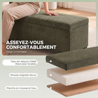 Banc de Rangement, Bout de Lit en Velours Côtelé avec Couvercle, pour Salon, Chambre, Entrée, 112x42x40 cm, Vert Clair-4