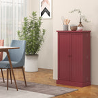 Armoire meuble de cuisine garde-manger 2 portes avec 5 étagères et 12 porte-épices - 60 x 30 x 104 cm - rouge-7