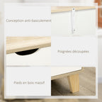 Commode 6 tiroirs style scandinave, meuble de rangement - dim. 120l x 40P x 76H cm, chêne et beige-5
