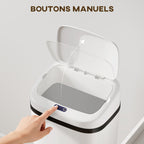 Poubelle cuisine automatique 50L en acier inoxydable, poubelle à capteur de mouvement sans contact, 33x25x84cm, blanc-4