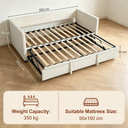 Cadre de lit canapé-lit 2 en 1, canapé 2 places et lit double, deux matelas compatible de 90 x 190 cm-2