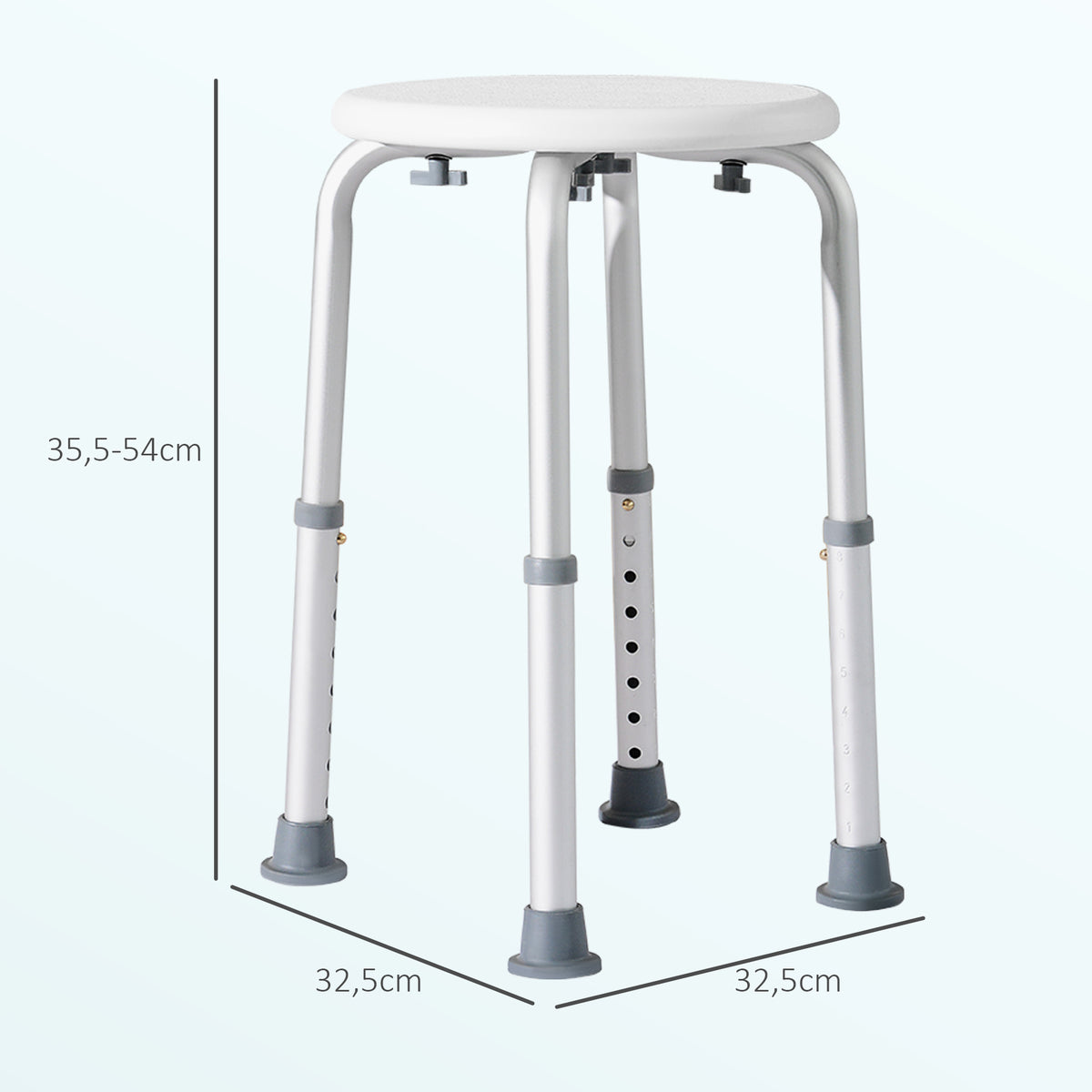 Tabouret de Douche réglable en Hauteur siège de Douche Ergonomique Pieds antidérapants Charge Max. 136 Kg alu HDPE Blanc-2