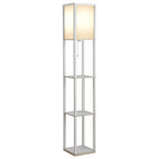 Lampadaire étagère 26L x 26l x 160H cm 3 étagères 4 Niveaux MDF Blanc-0