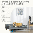 Canapé pour chien chat design scandinave coussin moelleux amovible pieds bois massif 100 x 62 x 32 cm gris-6