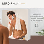 Armoire murale de salle de bain miroir placard de rangement 2 portes 3 niveaux étagère réglable 60 x 15 x 60 cm blanc-5