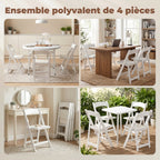 Lot de 4 chaises pliantes en résine et PU, chaises pliantes portables pour intérieur et extérieur, 45x44x78cm, blanc-6