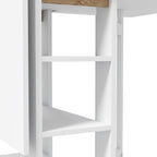 Table à Manger Pliante sur Roulettes, Table de Cuisine pour 2 à 4 Personnes avec Étagères de Rangement, Blanc-8