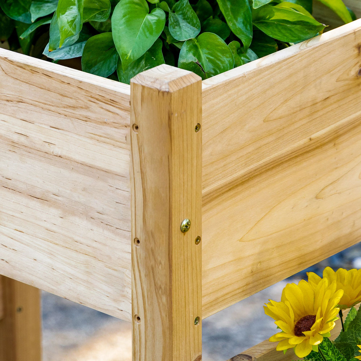 Jardinière sur Pieds carré Potager 2 étages dim. 184L x 45l x 80H cm Inserts d'irrigation Bois Sapin pré-huilé-7