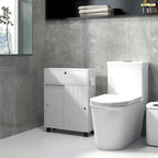 Meuble de rangement toilette salle de bain avec rangement papier toilette sur roulettes - 52 x 17 x 67 cm blanc-6