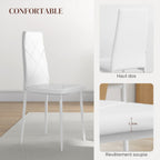 Lot de 2 chaises de salle à manger avec dossier haut, revêtement synthétique et pieds en acier, blanc-5