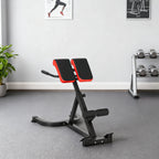 Banc de Musculation Réglable 5 Niveaux, Chaise Romaine avec Rouleaux en Mousse Dense, 112 x 62 x 88 cm, Noir et Rouge-8