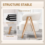Fauteuil de salon en tissu bouclette, chaise rembourrée, assise large, dossier ergonomique, 70 x 64 x 71 cm, blanc-4