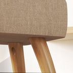 Repose pied salon ottoman siège rembourré en tissu avec pieds en bois 27 x 27 x 26 cm marron clair-7