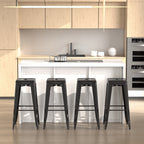 Lot de 4 tabourets de Bar Empilable Chaise de Bar Industriel avec Repose-Pied Hauteur d'Assise 76 cm, cadre en métal, style rétro, pour salle à manger, balcon, bistrot ou bar, Noir-7
