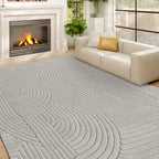 Tapis salon 230 x 160 cm, tapis à poils épais géométrique, moelleux et antidérapant, gris-1